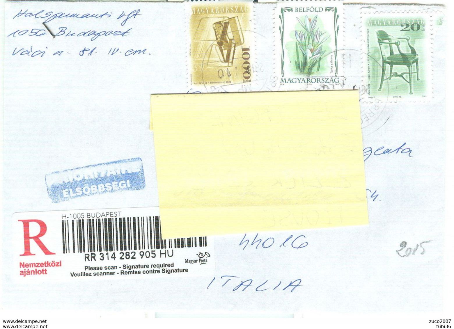 LETTERA RACCOMANDATA - TIMBRO POSTE  BUDAPEST (UNGHERIA) - ITALIA -2015 - Cartas & Documentos