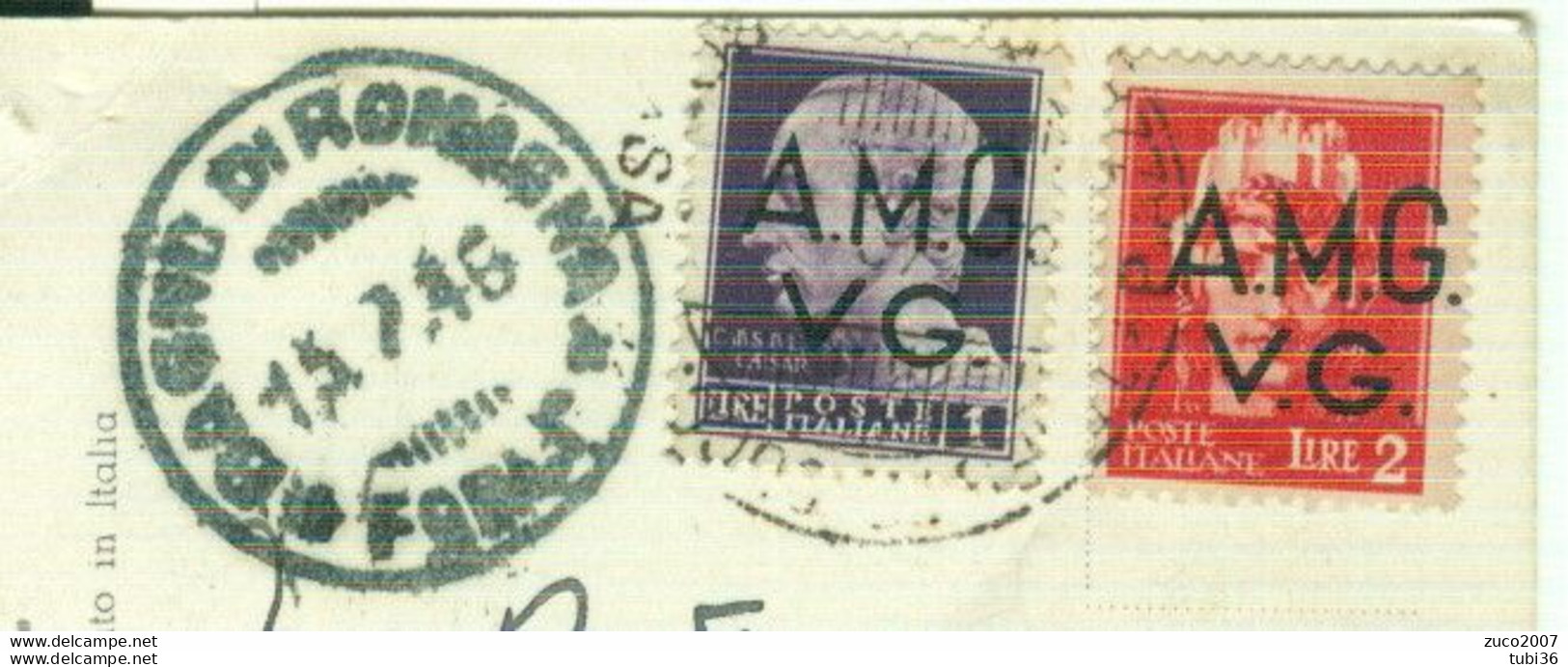 TRIESTE AMG-VG,IMPERIALE £.1+2 -1946-POSTE TRIESTE-BAGNO DI ROMAGNA(FORLI)- S.S. PIO XII°,IN PREGHIERA,B/N - Marcophilia