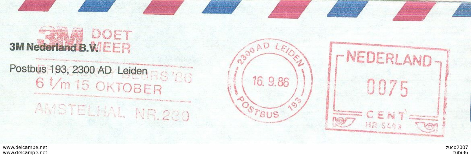 NEDERLAND - LEIDEN - 3M -1986 - FERRARA - ITALIA - Máquinas Franqueo (EMA)