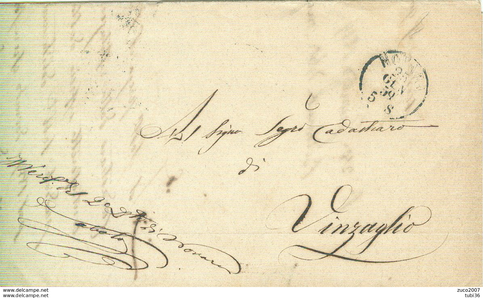 REGNO DI SARDEGNA-PREF. Con Testo- NOVARA PER VINZAGLIO -1859-POSTE NOVARA-UFF.AMB.V.E.(1) SEZ. TICINO (1)-BORGOVERCELLI - Sardegna