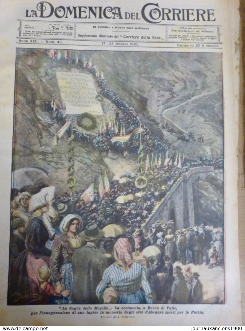 1920 PERSONNALITE CEREMONIE MAJELLA HEROS ABRUZZES PATRIE 1 JOURNAL ANCIEN - Ohne Zuordnung