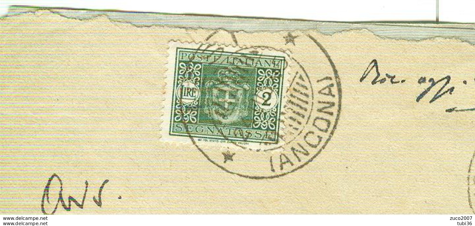 SEGNATASSE £.2,SU BUSTA CON LETTERA, VIAGGIATA 1945 (LUOGOTENENZA),TIMBRO POSTE IESI (ANCONA), - Portomarken