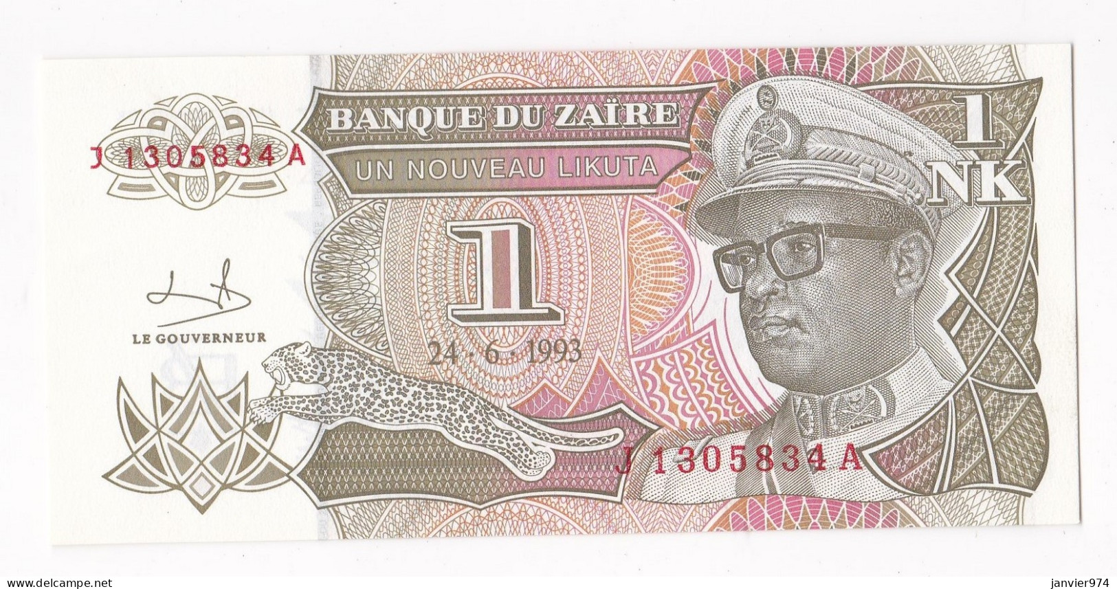 Zaire 1 Nouveau Likuta 1993 , N° J 1305834 A , Billet Neuf - UNC - Zaire