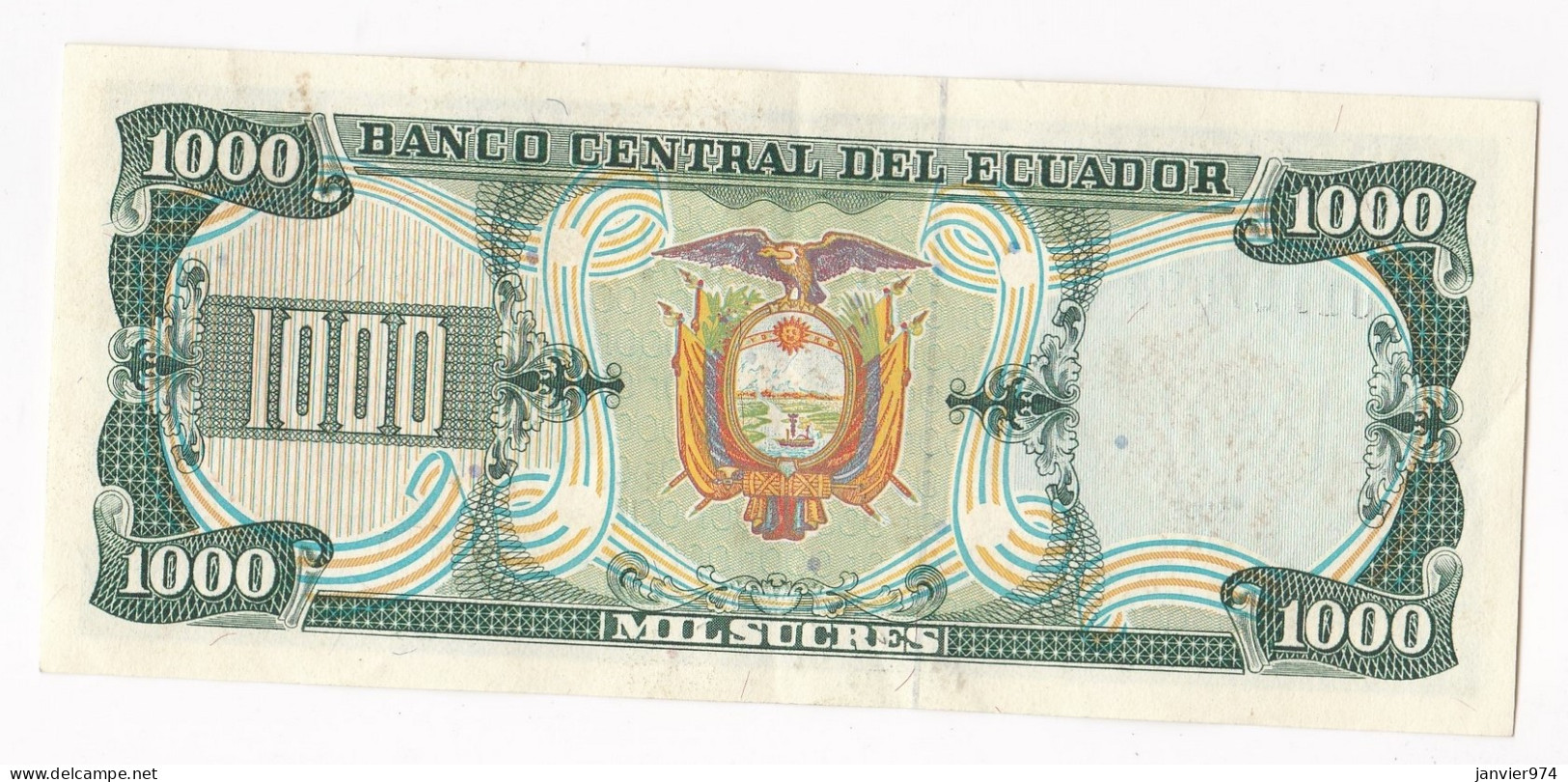 Equateur 1000 Sucres 1988 , Serie IZ N°01127694, Billet Neuf - UNC - Ecuador