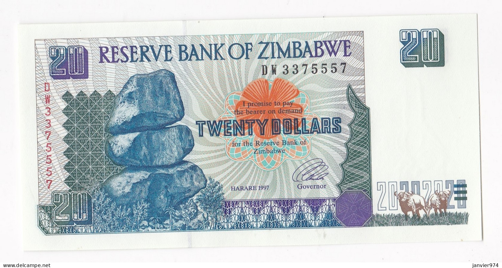 Zimbabwe 20 Dollars 1997, N° DW 3375557, Billet Neuf - UNC - Zimbabwe