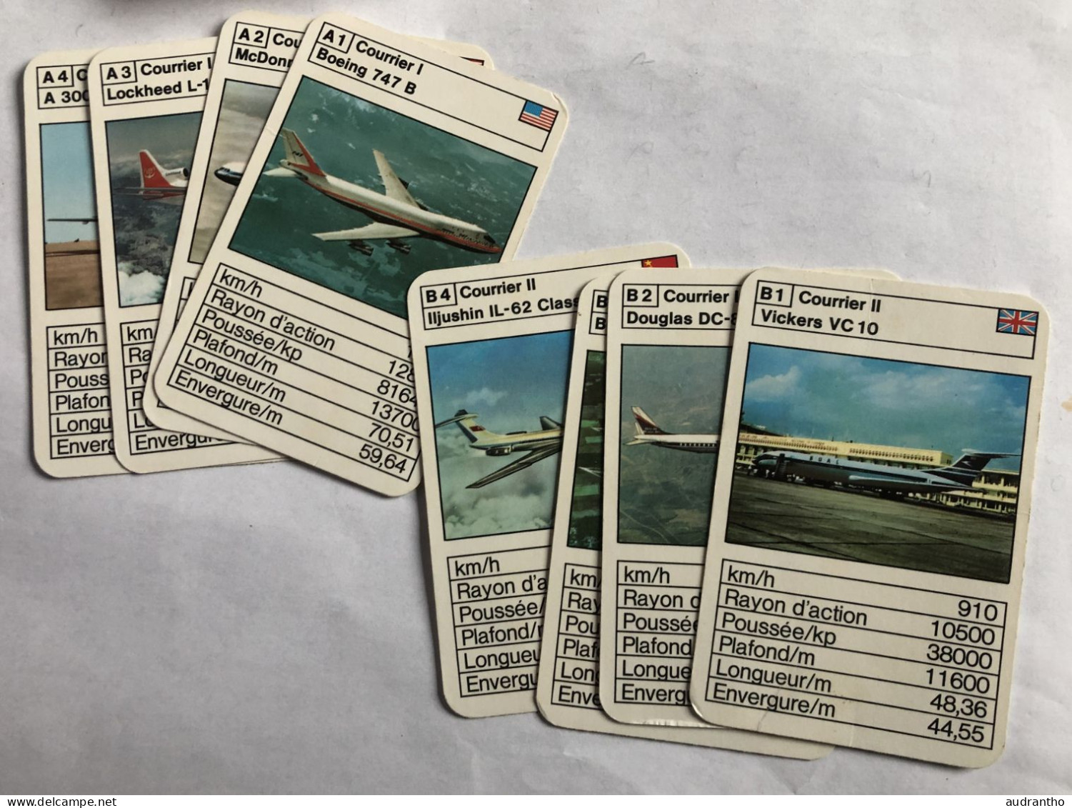 Jeu 31 Cartes Quartet - Avions Jets - Phantom - Mirage - Mig 21 - Convair - Boeing - Handley - Saab - Aviation