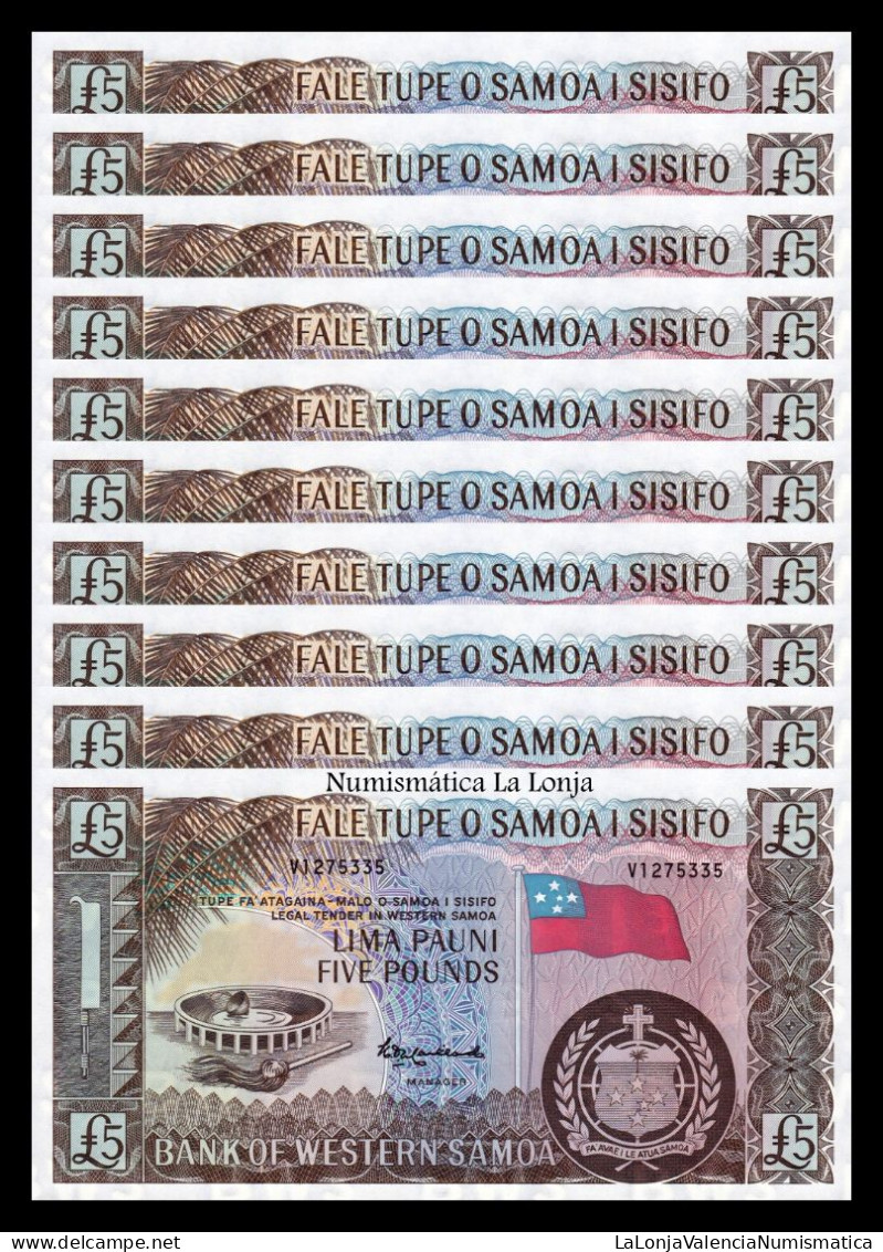 Samoa Lot 10 Banknotes 5 Pounds 1963 (2020) Pick 15Cs Sc Unc - Samoa