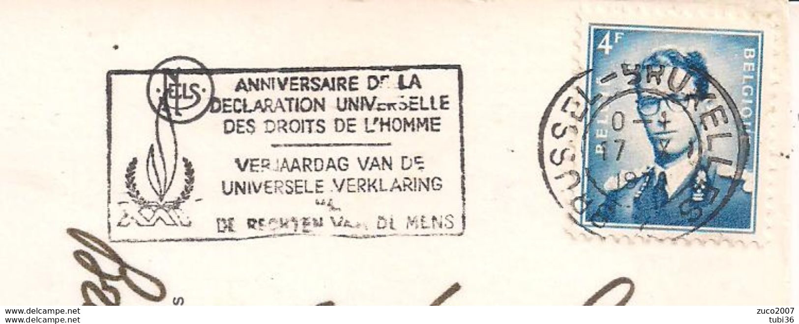 BRUXELLES - POSTE TARGHETTA"ANNIVERSAIRE DE LA DECLARATION UNIVERSELLE...........................1973,HOTEL DE VILLE, - Lettres & Documents