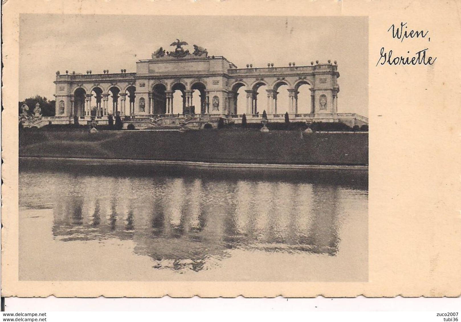 WIEN - GLORIETTE, B/N VIAGGIATA 1937,TIMBO POSTE WIEN TARGHETTA, ITALIA, FORLI - Belvédère