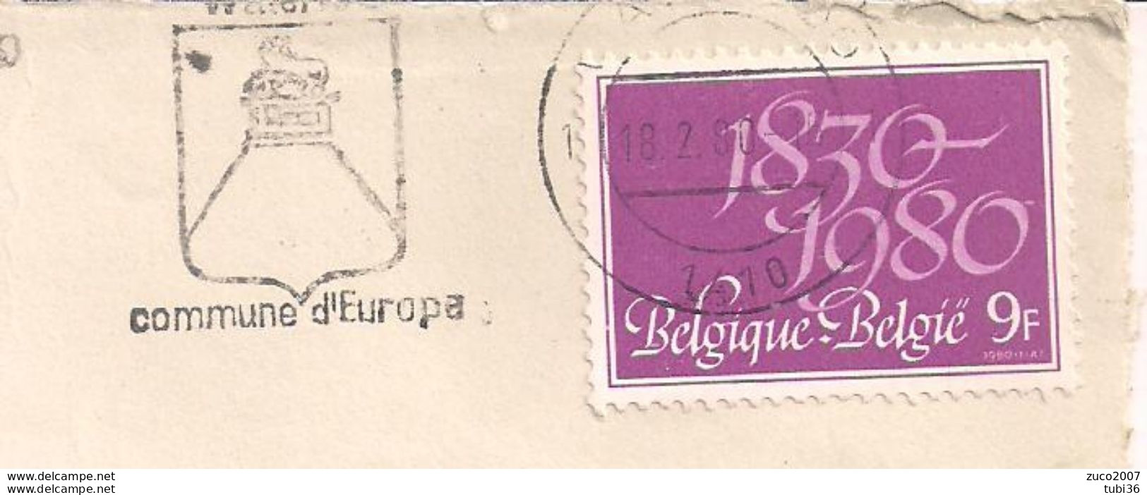 WATERLOO - TIMBRO POSTE TARGHETTA "COMMUNE D'EUROPA" 1980 - Sellados Mecánicos