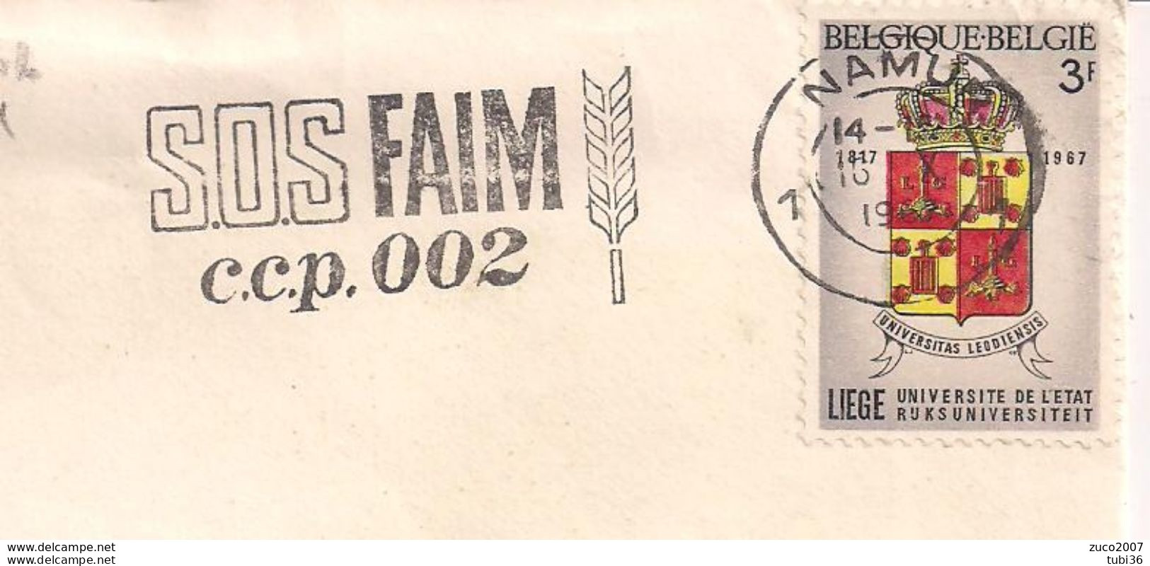 NAMUR - TIMBRO POSTE TARGHETTA "SOS FAIM" 1967 - Sellados Mecánicos