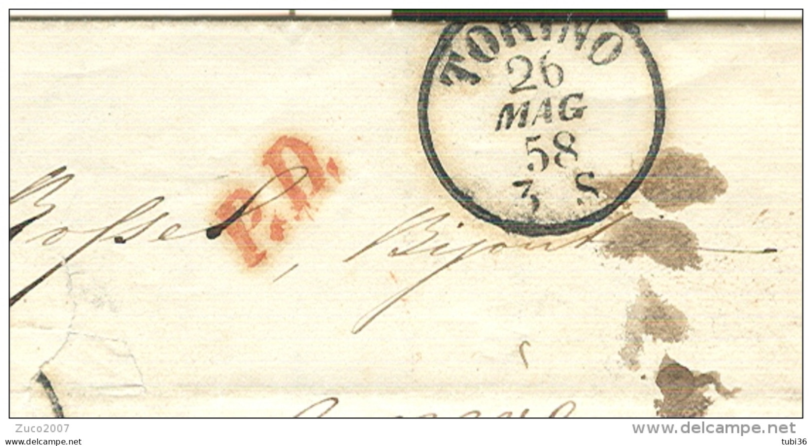 Regno Di Sardegna - 26 Maggio 1858 - Da Torino A Ginevra, Prefilatelica Con Testo,,timbro PORTO A DESTINO, - Sardegna