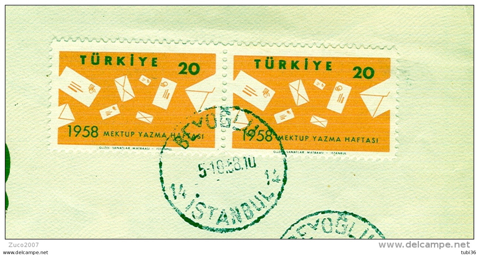 TURCHIA - 1958 - SETTIMANA DELLA LETTERA SCRITTA - FDC - VIAGGIATA-POSTE BEYOGLU-ISTANBUL- MILANO -ITALIA - Lettres & Documents