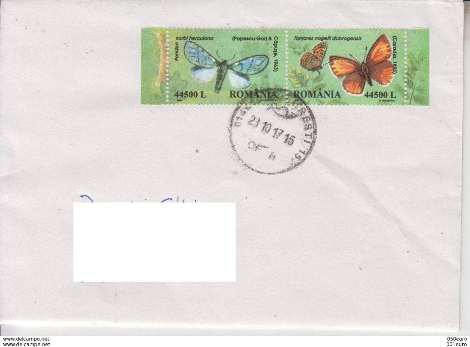 ROMANIA :BUTTERFLIES 2 Stamps On Cover Circulated In ROMANIA #585117283 - Registered Shipping! - Cartas & Documentos