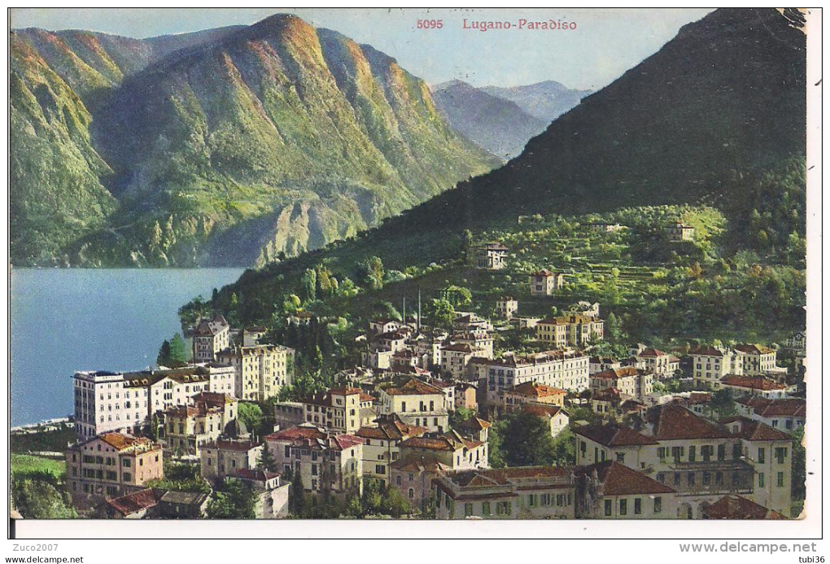 LUGANO, PARADISO, COLORI VIAGGIATA 1913, ITALIA - RAVENNA - Paradiso