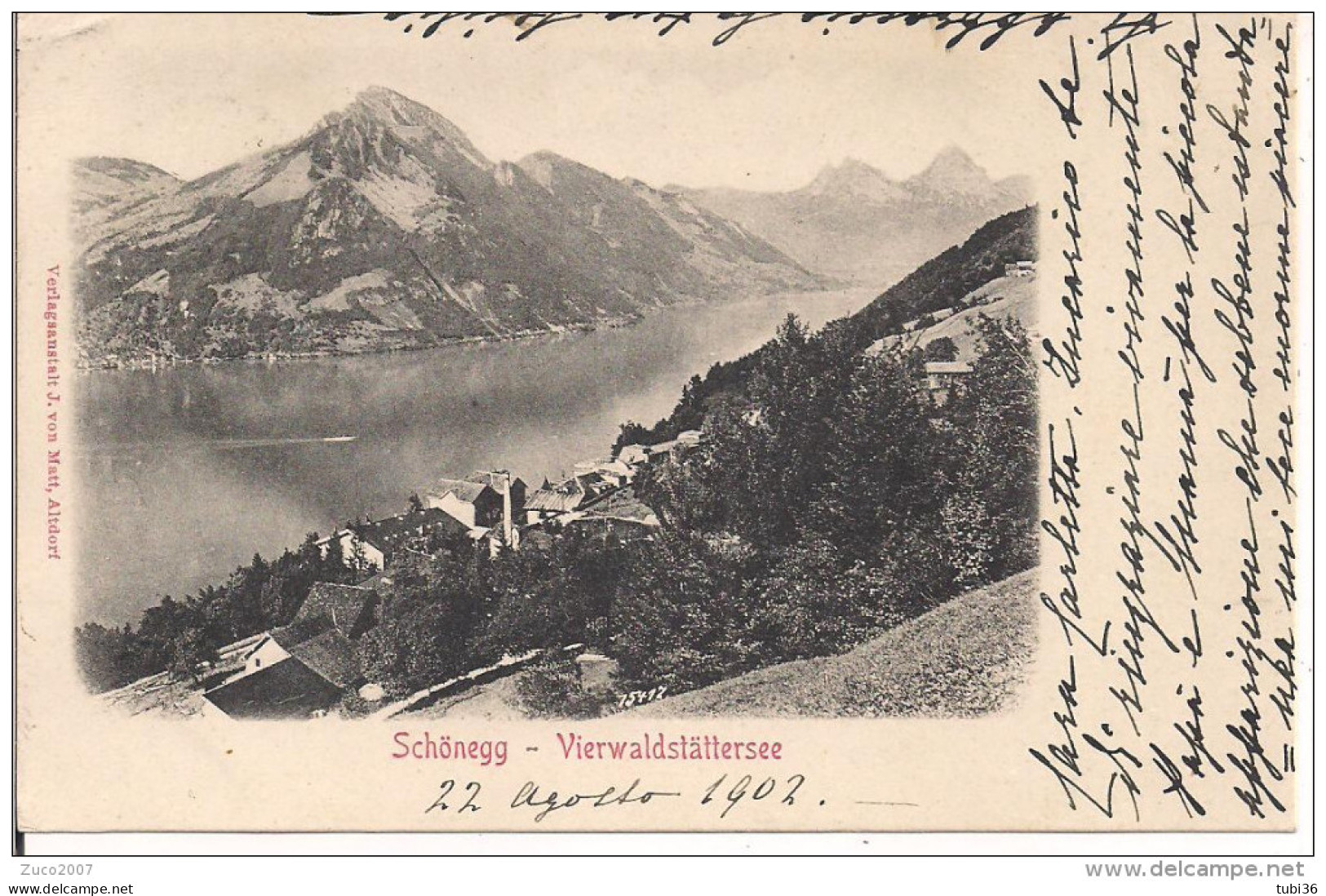 SCHONEGG,VIERWALDSTATTERSEE, B/N VIAGGIATA  1902,COMO,ITALIA, - Egg