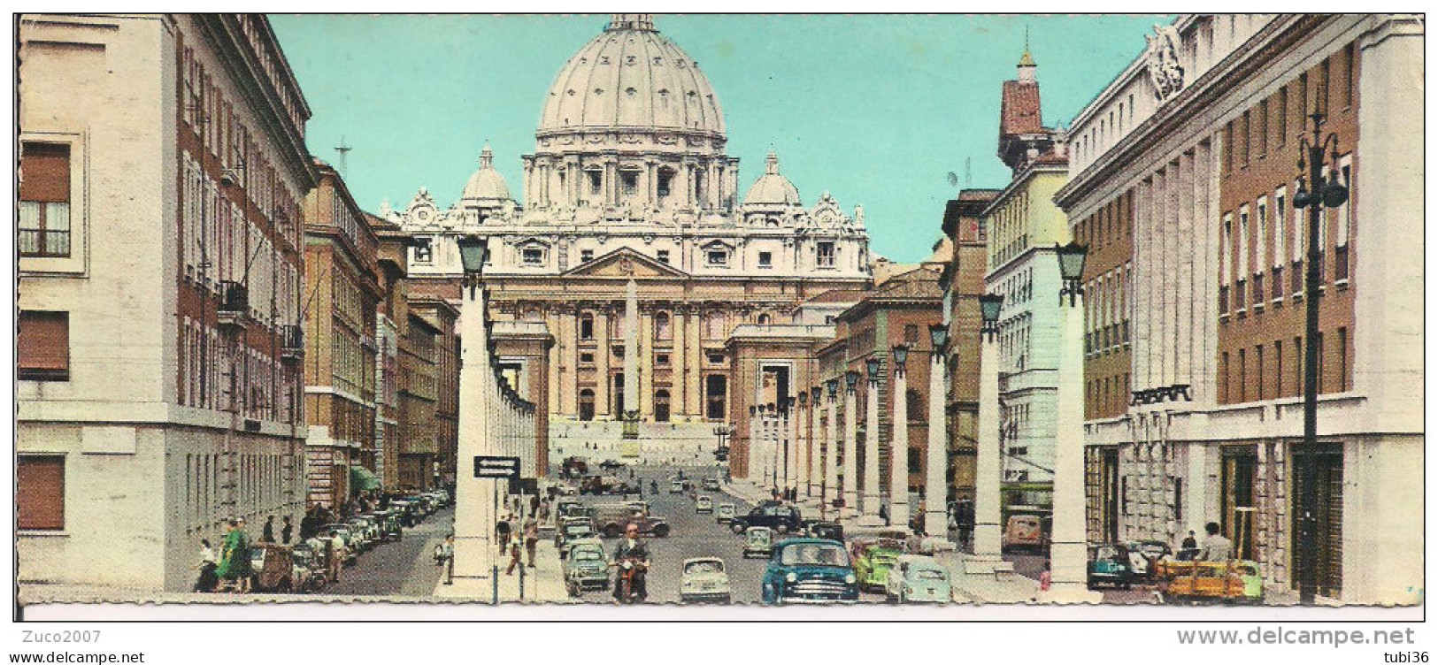 ROMA, VIA DELLA CONCILIAZIONE , COLORI  PANORAMICA, 1958, ROMA - BOLOGNA - Panoramische Zichten, Meerdere Zichten