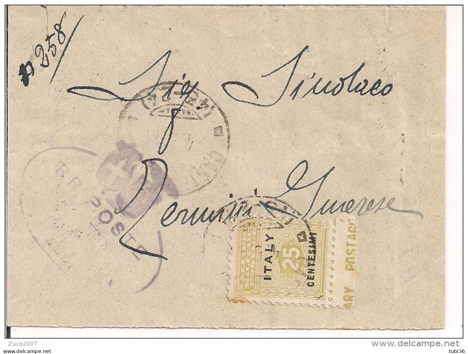 STORIA POSTALE, A.M.P. CENT.25, 1944, ISOLATO IN TARIFFA  RIDOTTA SINDACI, CASTELDACCIA - TERMINI, - Anglo-Amerik. Bez.: Naples