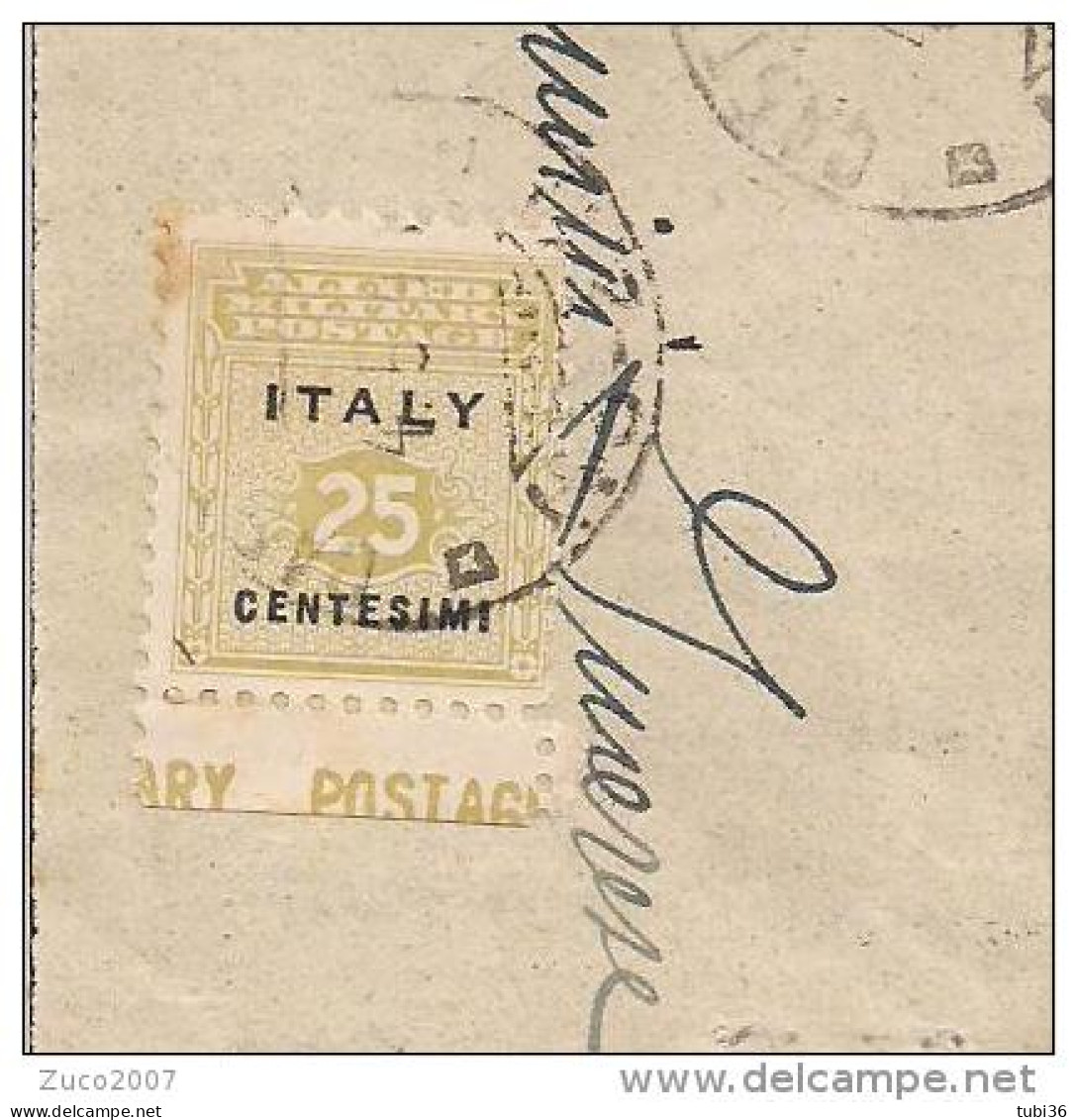 STORIA POSTALE, A.M.P. CENT.25, 1944, ISOLATO IN TARIFFA  RIDOTTA SINDACI, CASTELDACCIA - TERMINI, - Anglo-Amerik. Bez.: Naples