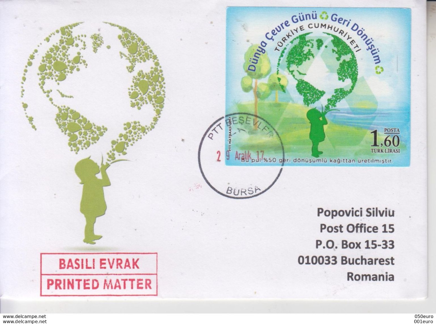 TURKEY : Cover Circulated To ROMANIA #515660193 - Registered Shipping! - Briefe U. Dokumente