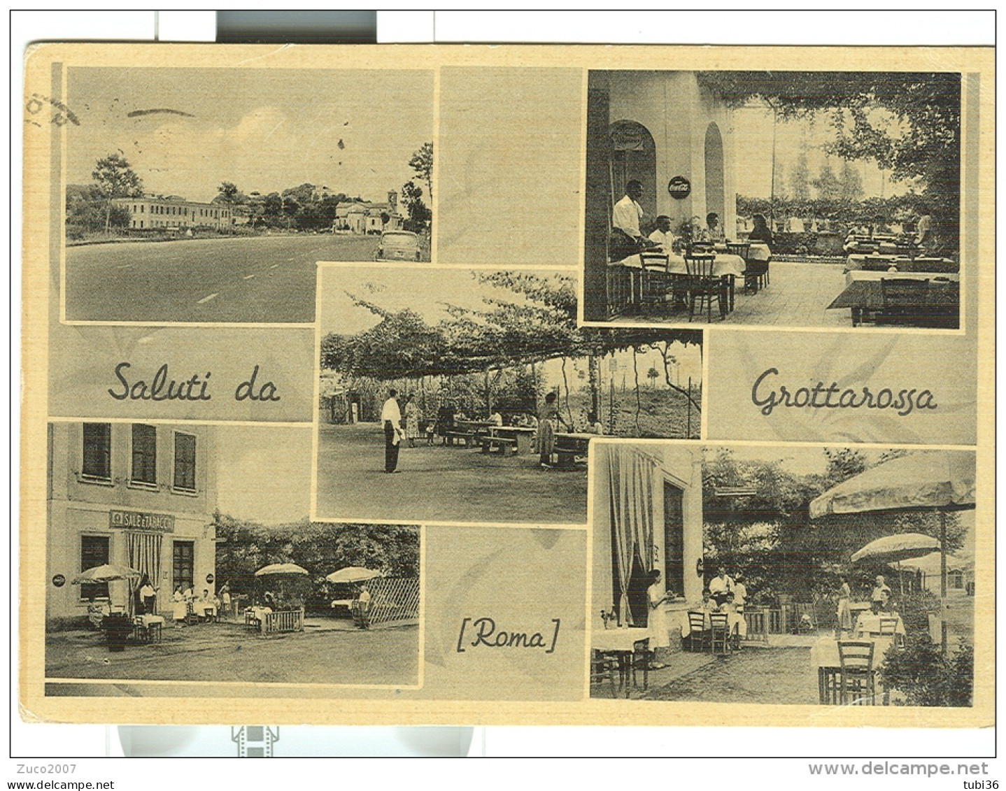 GROTTAROSSA TRATTORIA , ROMA,  5 VEDUTE, B/N VIAGGIATA  1957, ANIMATA, - Bares, Hoteles Y Restaurantes