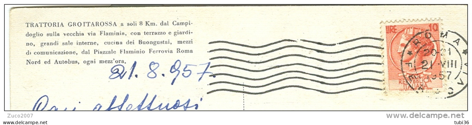 GROTTAROSSA TRATTORIA , ROMA,  5 VEDUTE, B/N VIAGGIATA  1957, ANIMATA, - Bar, Alberghi & Ristoranti