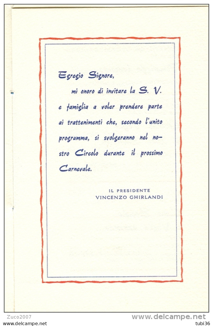 FAENZA,. RIUNIONE CITTADINA, CARNEVALE 1961, INVITO  AI FESTEGGIAMENTI, PROGRAMMA,   FORMATO 9 X 14, - Carnival