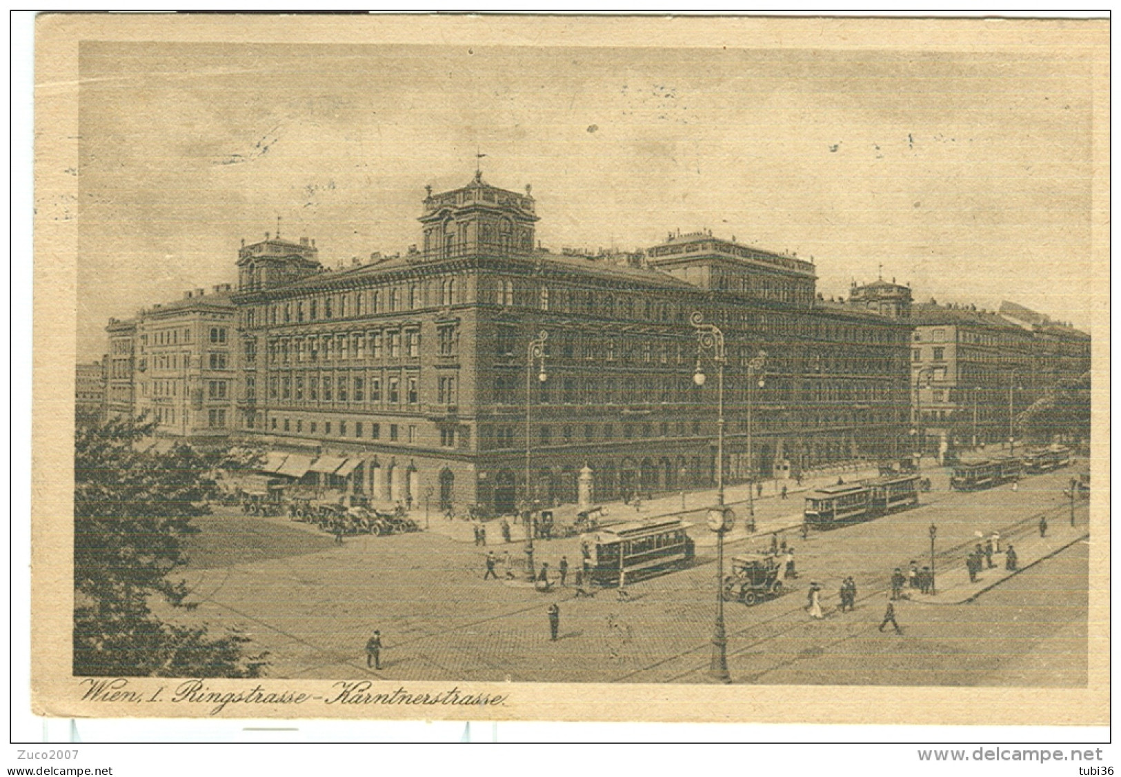Wien - Ringstrasse , Kärntnerstrasse ,ILLUSTRATED Postkarte Weiße SCHWARZ ZUR TRIESTE 1922 SMALL SIZE 9 X 14, - Ringstrasse
