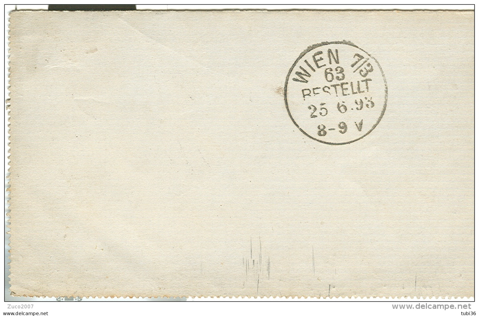 ZART - LEVELEZO - LAP - 1893 - WIEN - Poststempel (Marcophilie)