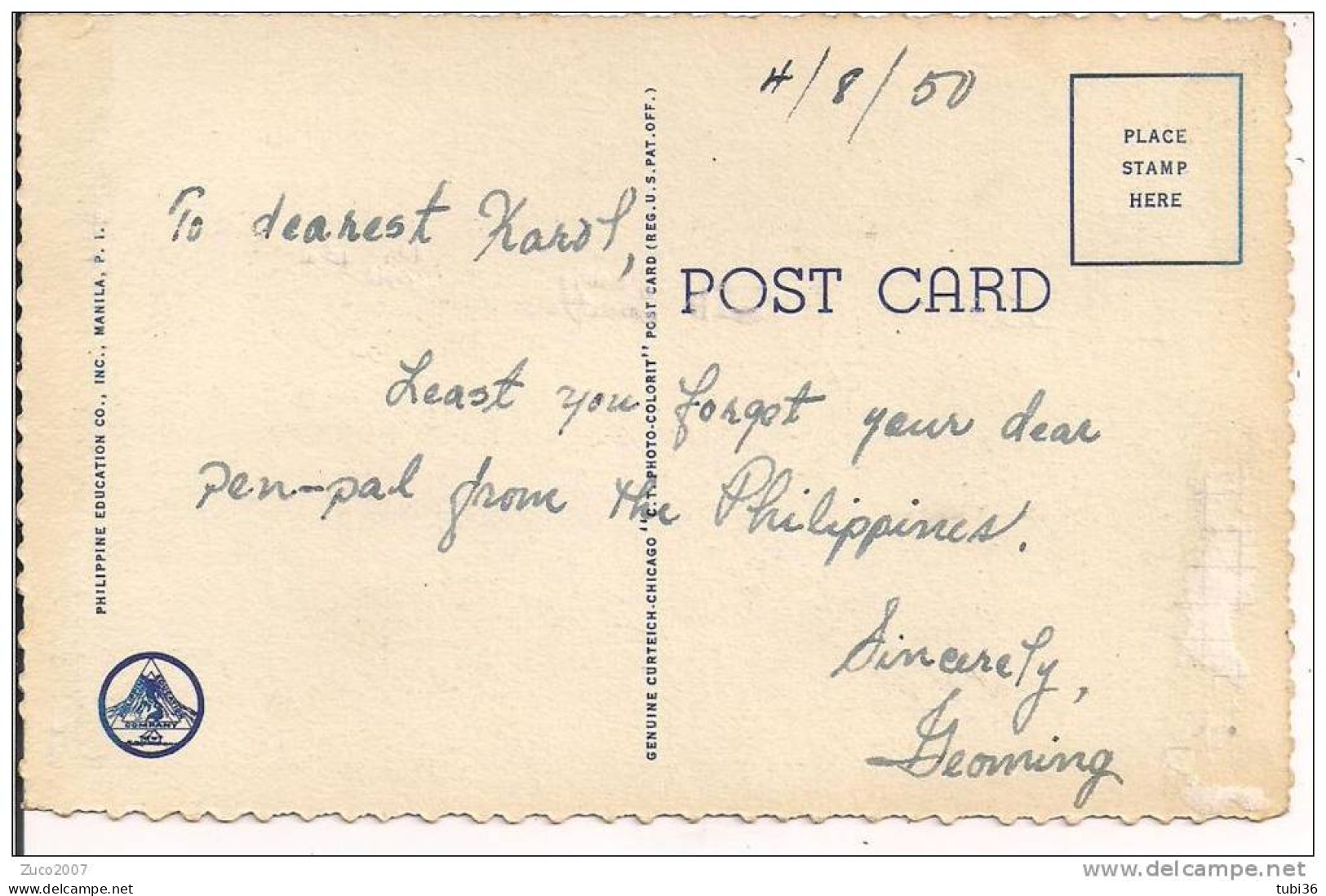 PHILIPPINES, RICE PLANTING, COLORI VIAGGIATA IN BUSTA 1950, FORMATO PICCOLO 9 X 14, - Philippines