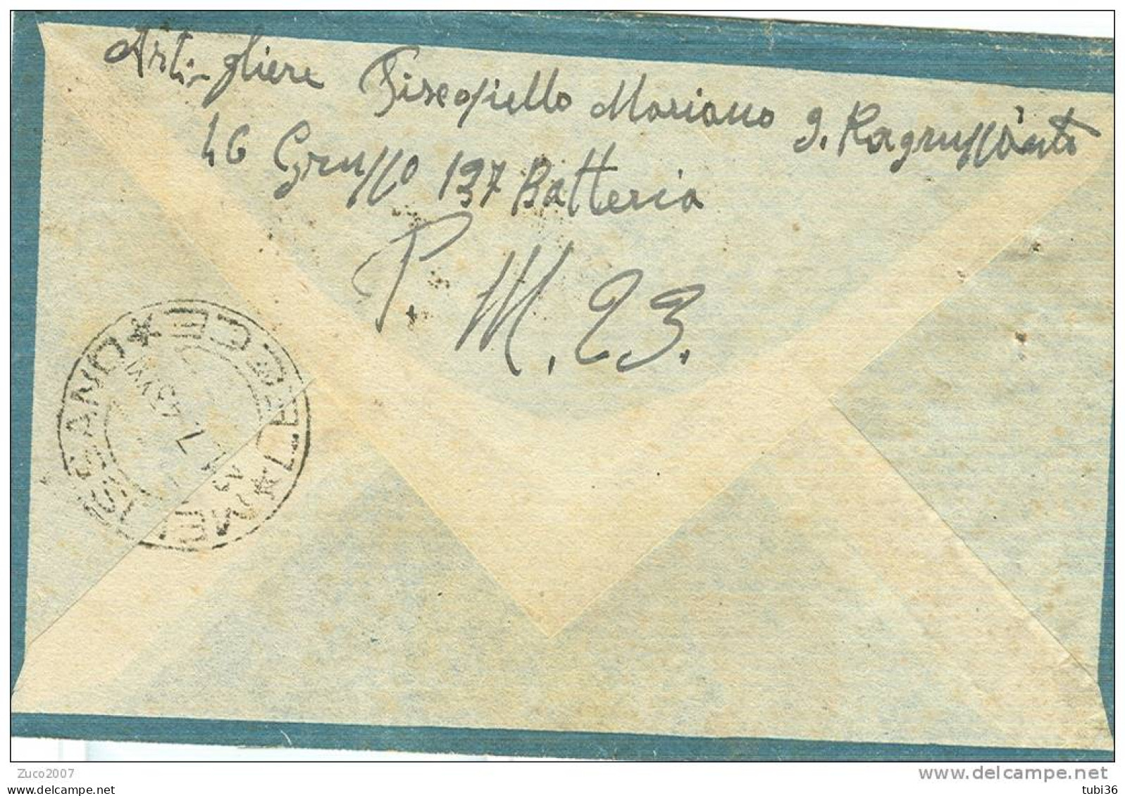 PM 23,GRECIA,  LETTERA Cent. 50+50, VIA AEREA  PER  MELISSANO , 1943, FIGURA AEREO PUNTEGGIATA,VALORI GEMELLI - Islas Jónicas