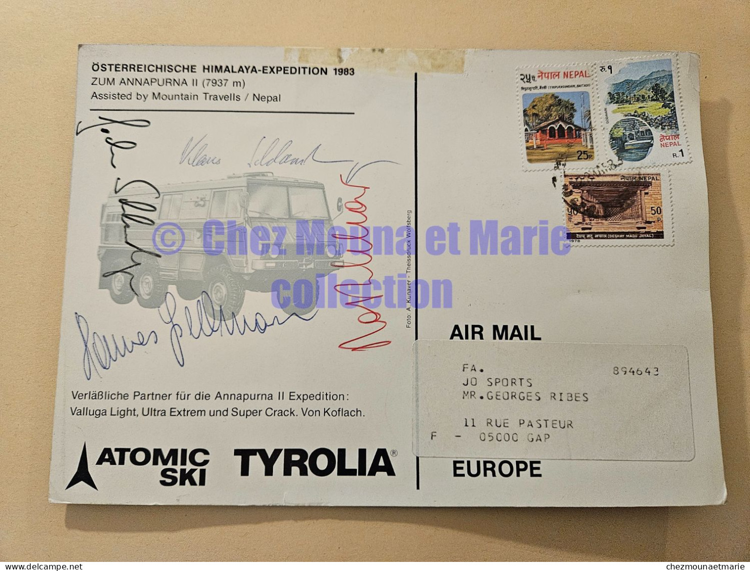 AUTOGRAPHES HIMALAYA 1983 ANNAPURNA NEPAL EXPEDITION SCHLAMBERGER GSELLMANN SCHAUER - Sportspeople