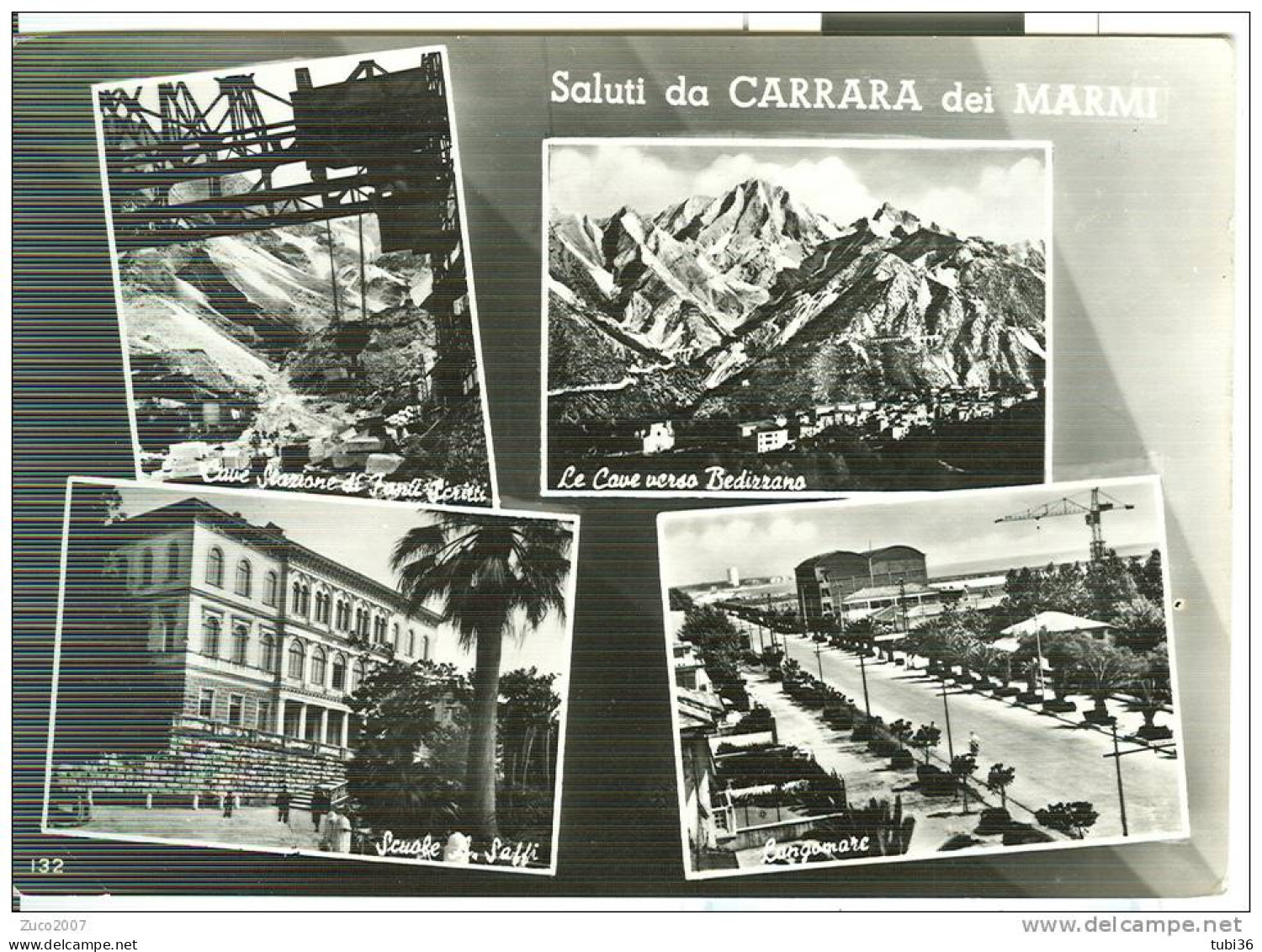 CARRARA DEI MARMI,  4 VEDUTE, B/N  VIAGGIATA  1956, - Carrara
