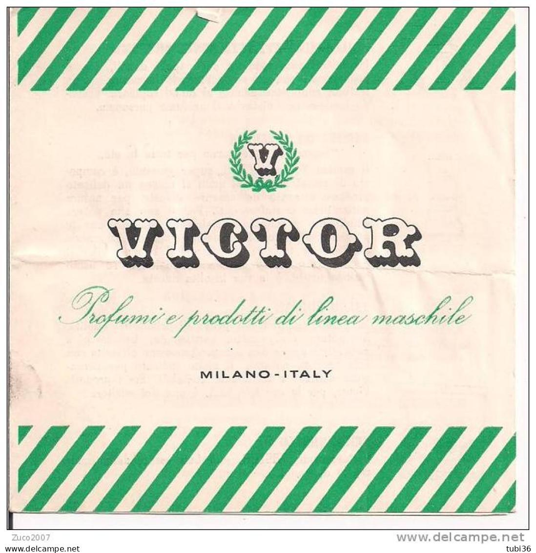 VICTOR, PROFUMI, MILANO, MINI FOLDER 4 FOGLI, PUBBLICAZIONE ANNI 50, - Uomo