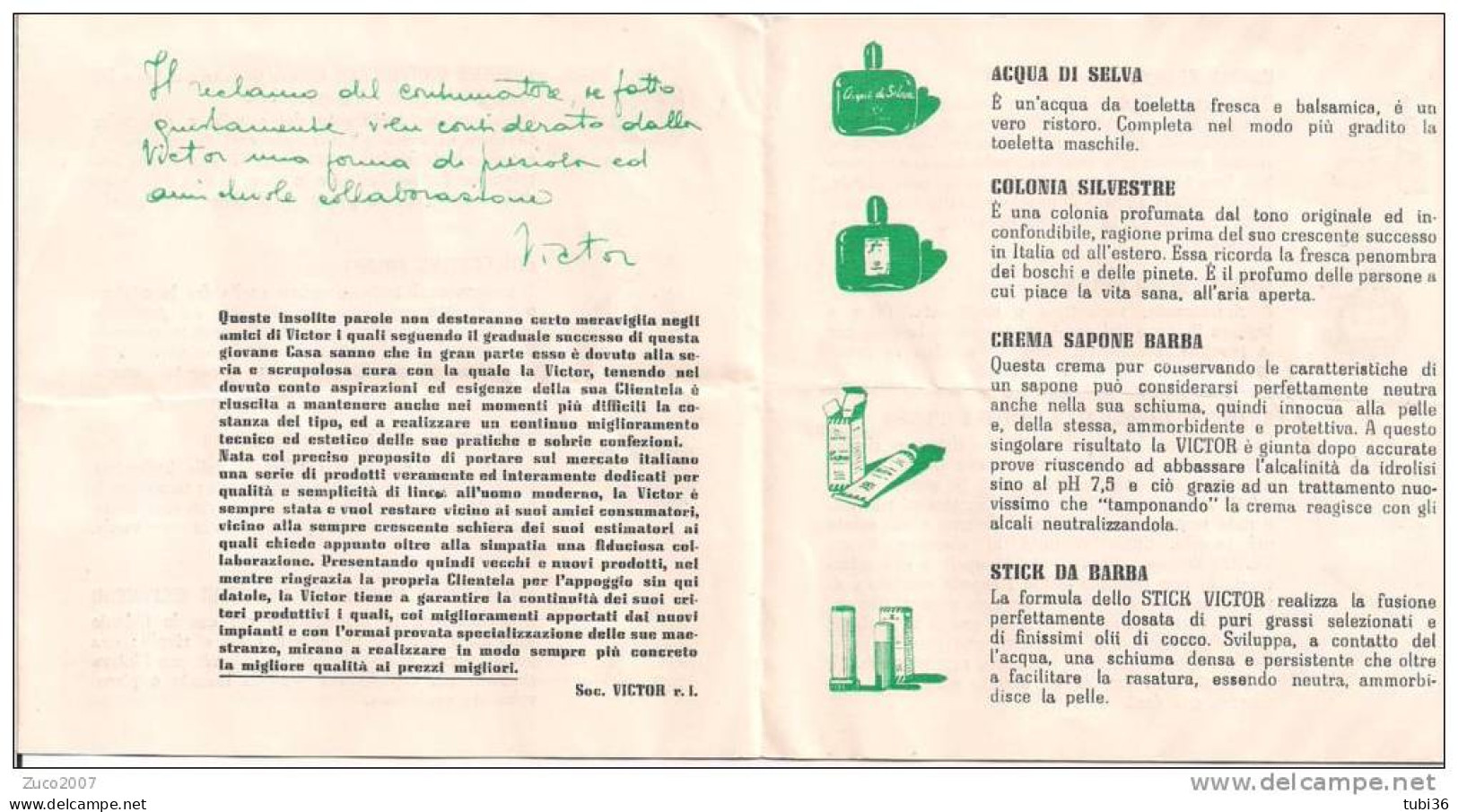 VICTOR, PROFUMI, MILANO, MINI FOLDER 4 FOGLI, PUBBLICAZIONE ANNI 50, - Herren