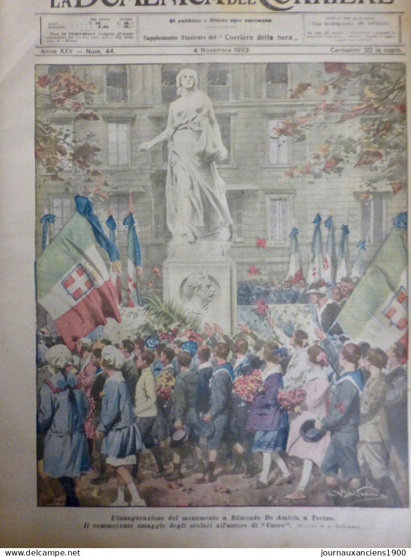 1923 TURIN MONUMENT EDMONDO DE AMICIS 1 JOURNAL ANCIEN - Non Classés