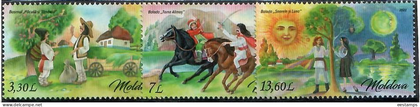 Moldova 2023 . Masterpieces Of Romanian Folklore (Horses) . 3v. - Moldawien (Moldau)