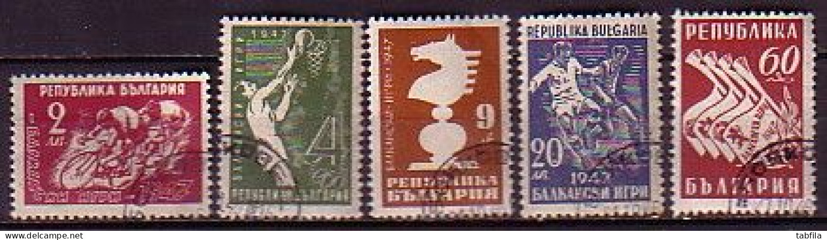 BULGARIA - 1947 - Balkan Games - Mi 606/610 - Used - Oblitérés