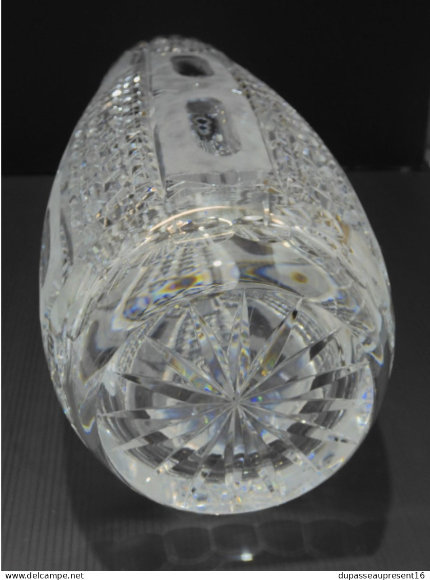 -SUPERBE ANCIEN GRAND VASE CRISTAL de BOHEME Hauteur 35,2 cm collection déco    E