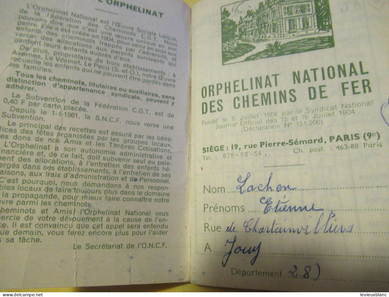 Petit Agenda  Ancien/Usagé/ORPHELINAT NATIONAL/Fédération Nationale Des Chemins De Fer/ Etienne LOCHON/ 1966   CAL529 - Small : 1961-70