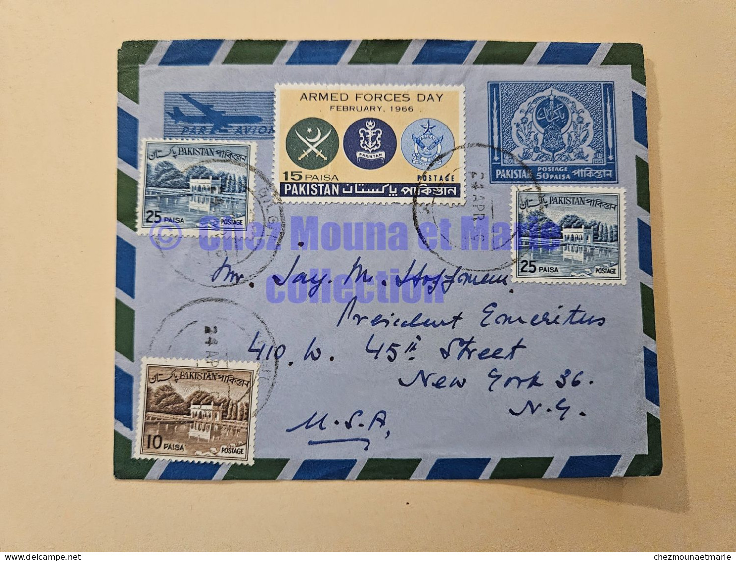 1966 PAKISTAN POUR NEW YORK ENTIER 50 PAISA + 2*25 + 10 - ENVELOPPE - Pakistan