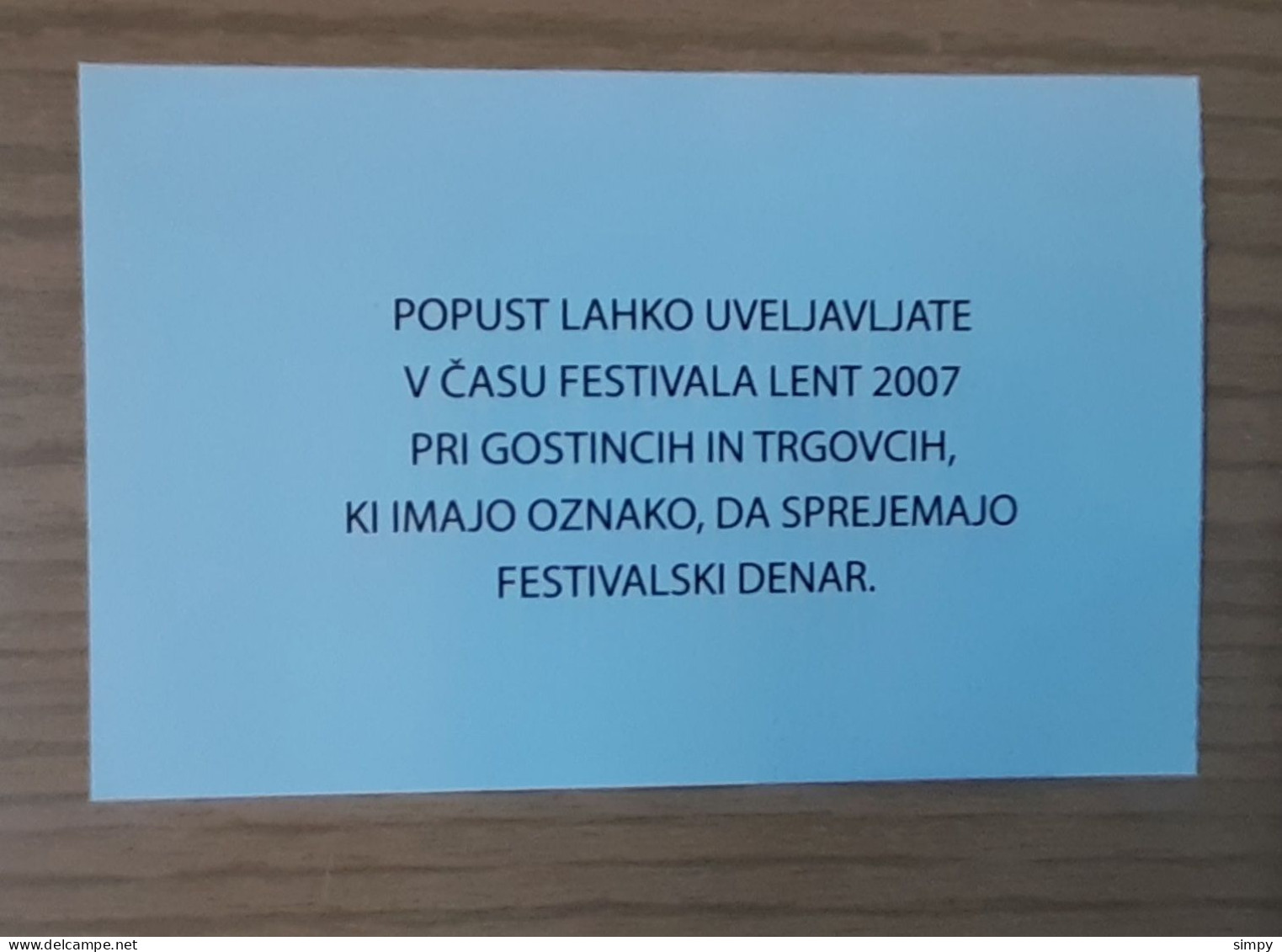 SLOVENIA 0,50 Lentof 2007 LENT Festival Maribor Coupon Bon Voucher UNC - Slovenië