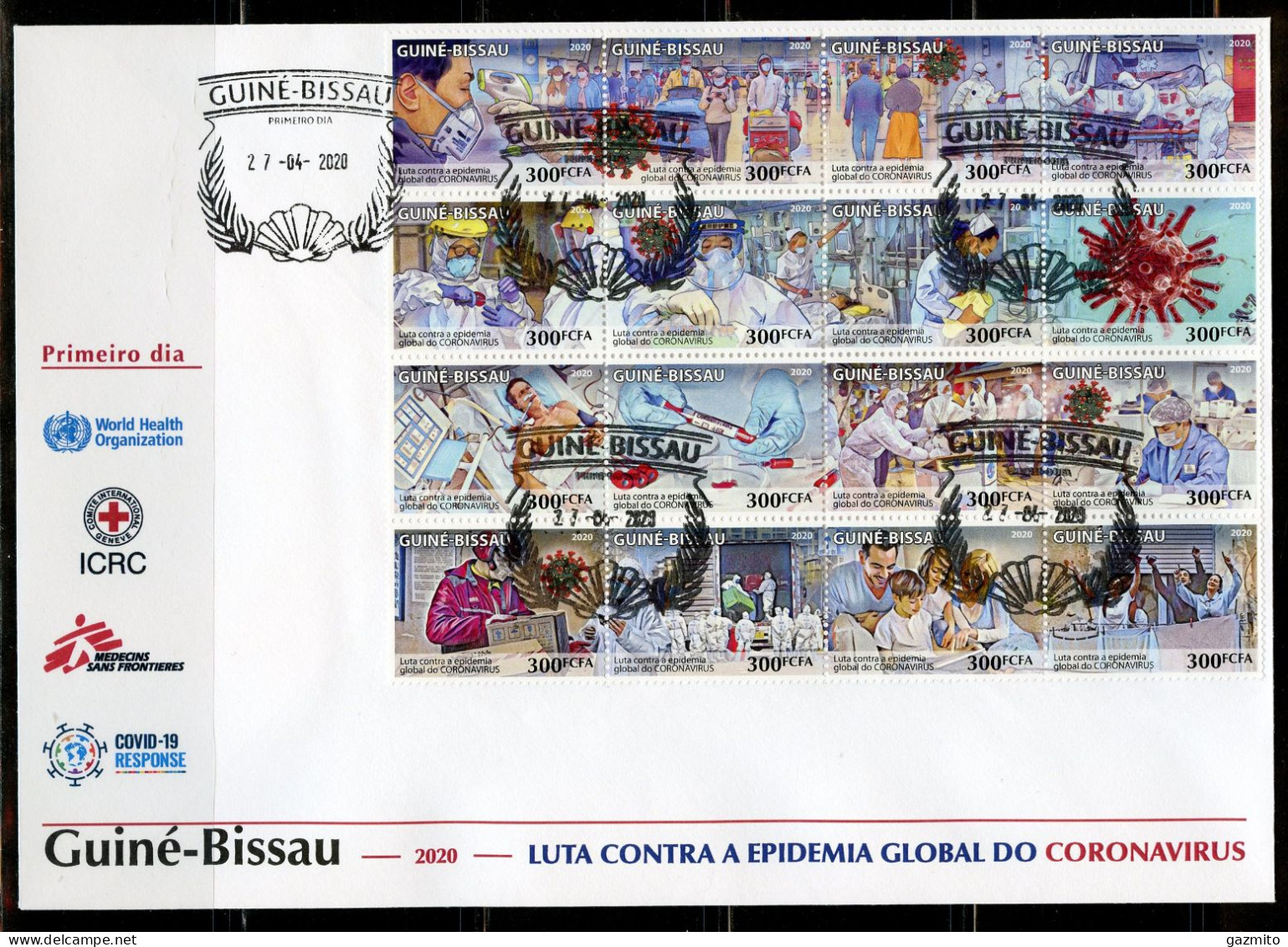 Guinea Bissau 2020, Against Covid, Ambulance, Red Cross, Sheetlet  In FDC - Primeros Auxilios