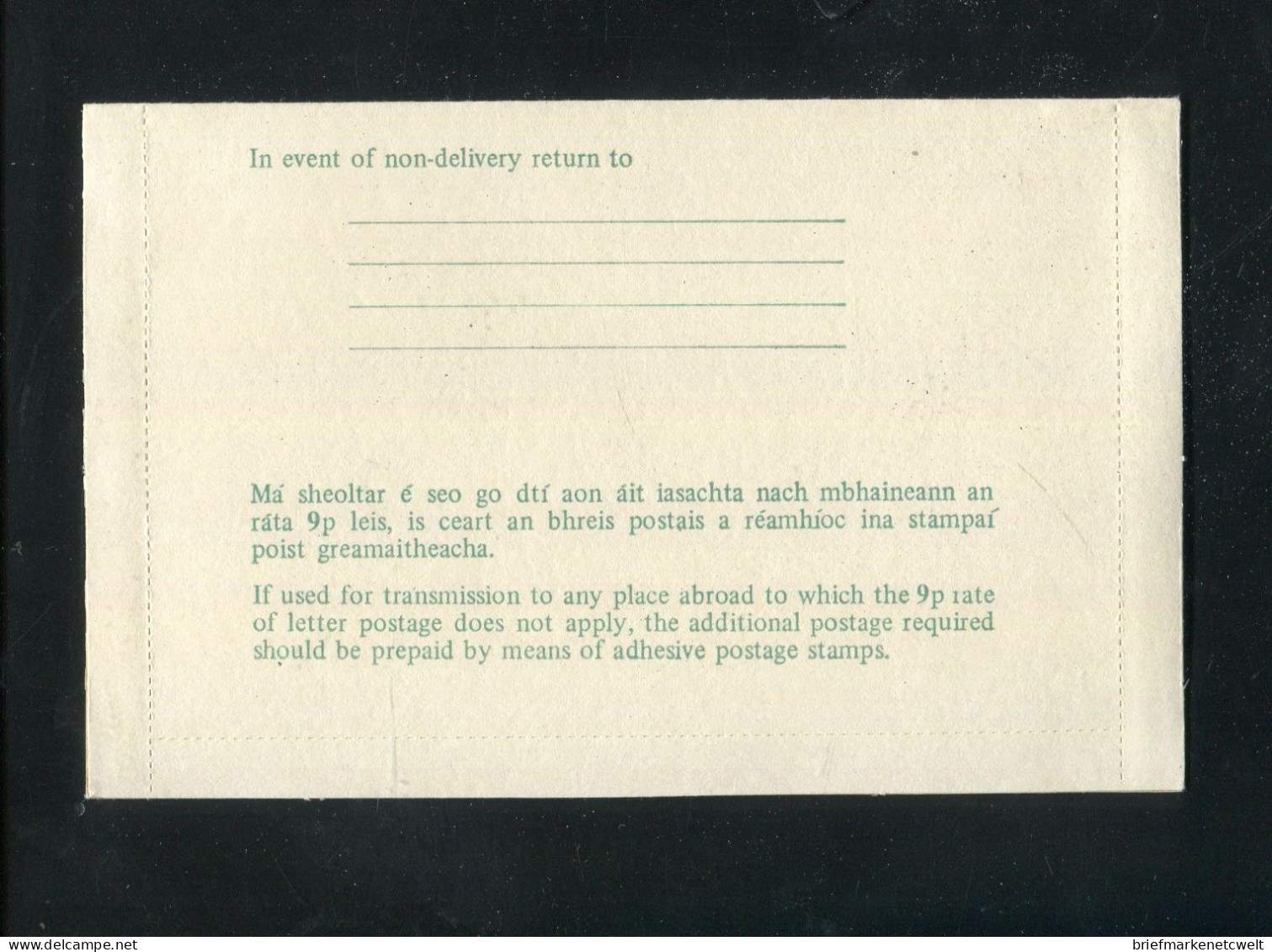 "IRLAND" 1976. Kartenbrief Mi. K 12 ** (1908) - Ganzsachen