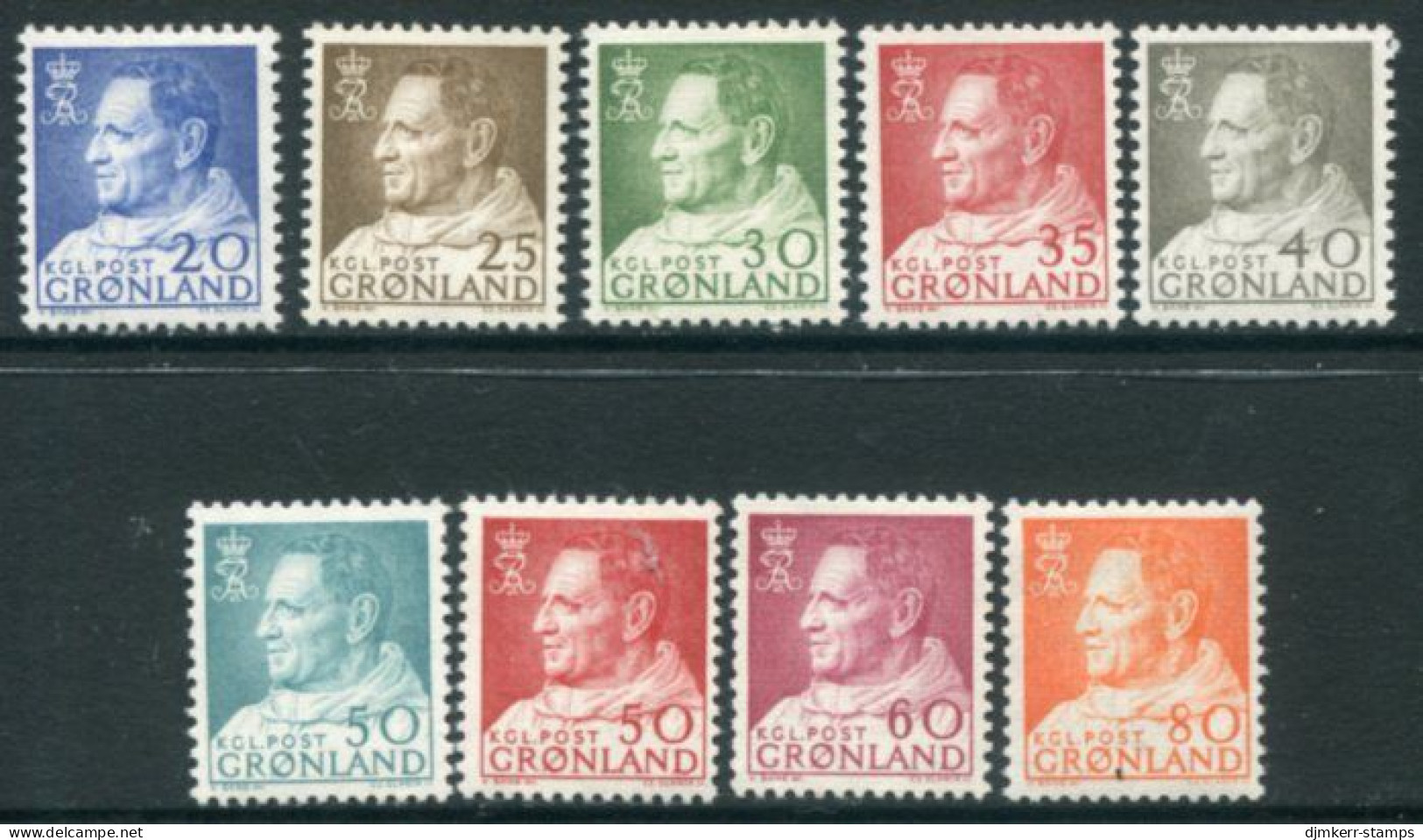 GREENLAND 1963-68 King Frederik IX Definitives, Set Of 9 MNH / **.  Michel 52-57, 65, 69, 71 - Ongebruikt