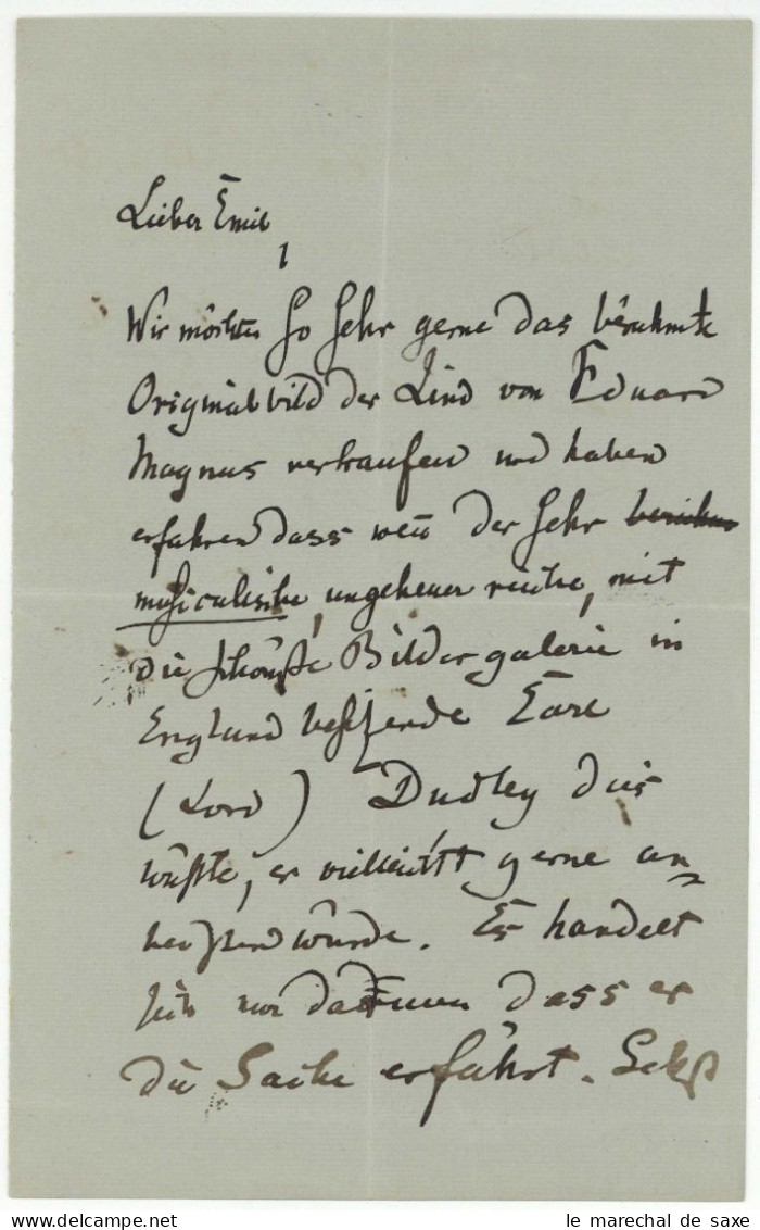 Hermann Wichmann (1823-1905) Deutscher Komponist U. Schriftsteller Autograph Jenny Lind - Schriftsteller