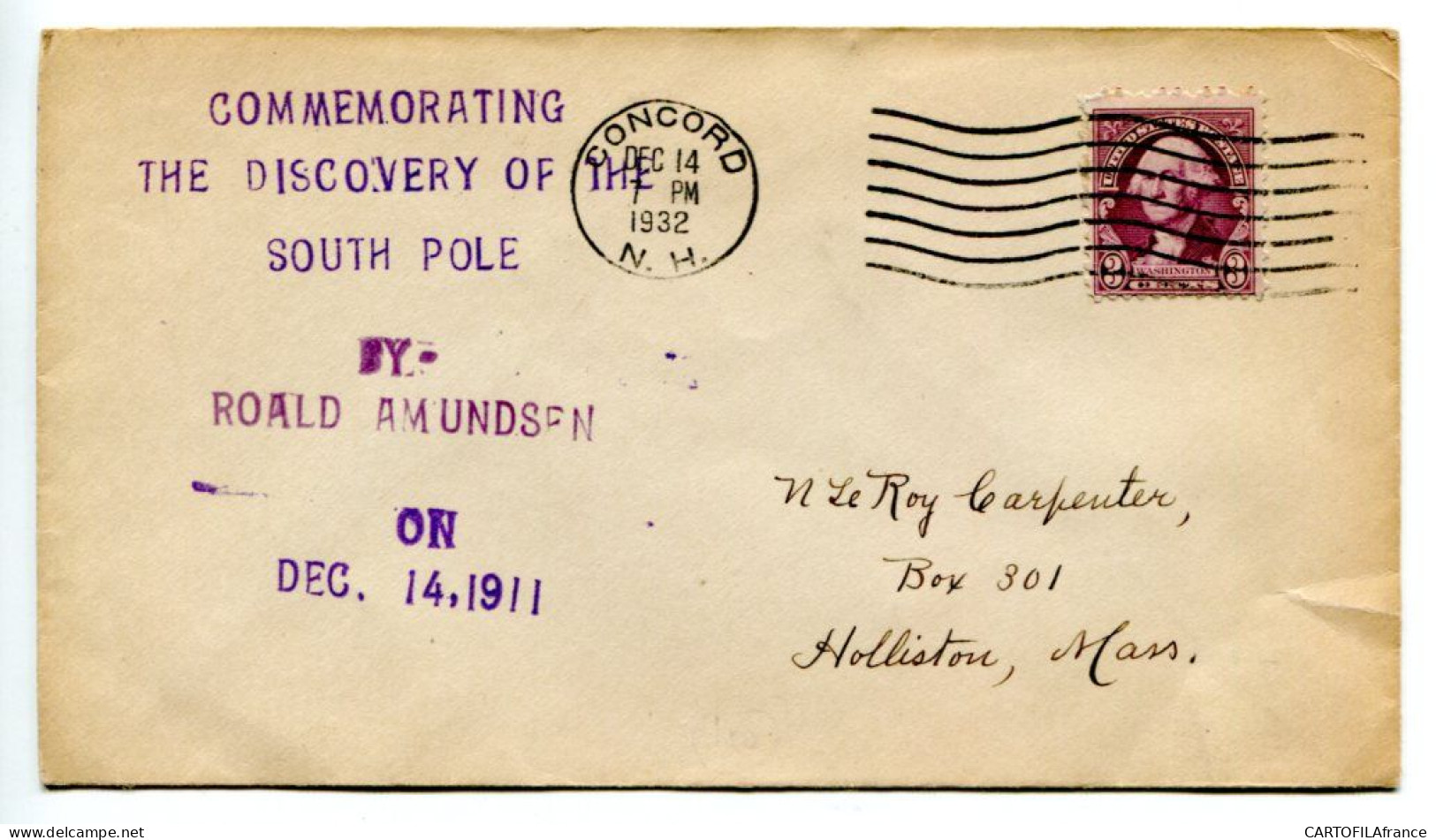 Lettre COMMEMORATING THE DISCOVERY OF THE SOUTH POLE 1932 - ...-1955 Préphilatélie