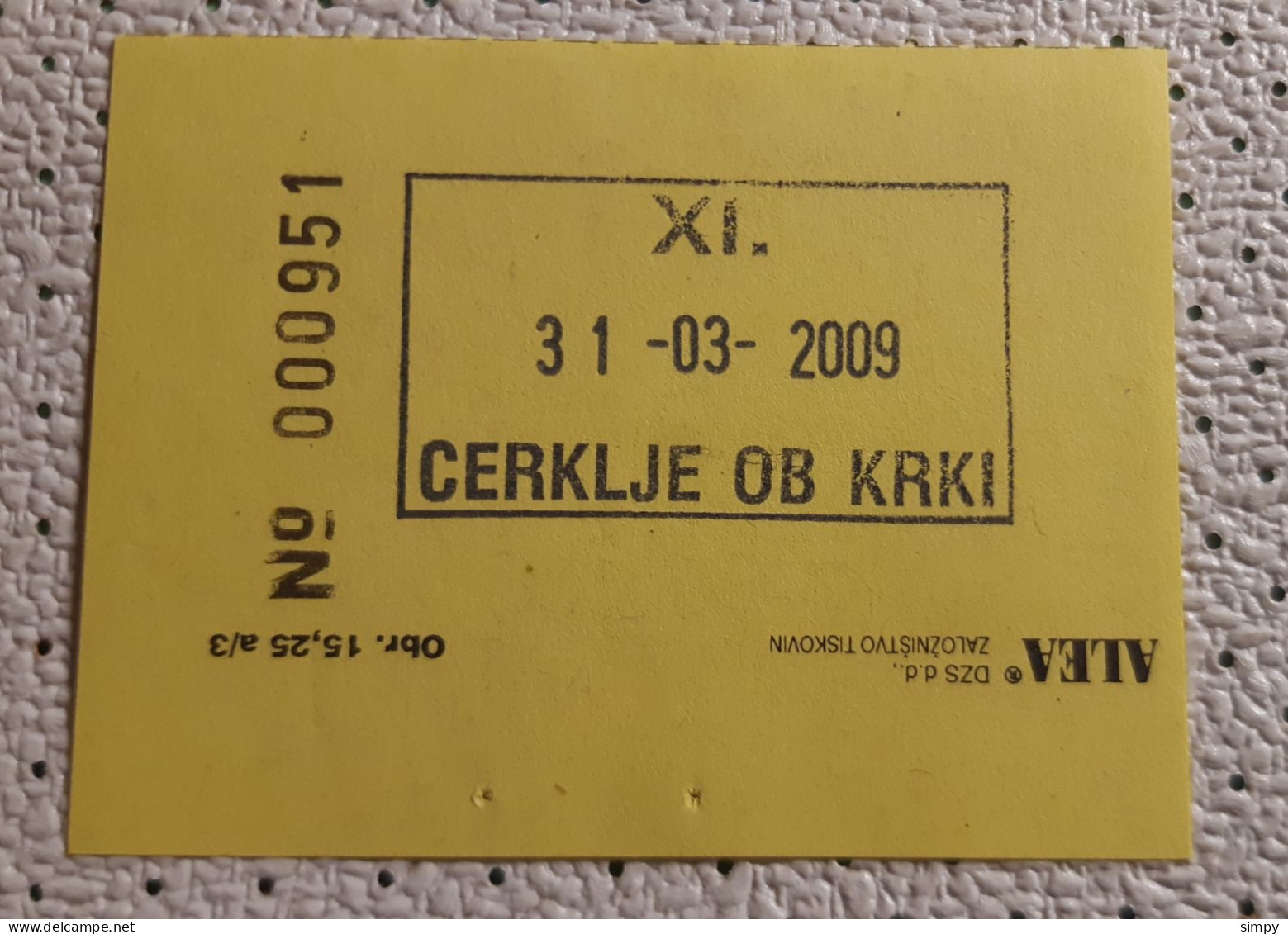 Aiport Cerklje Ob Krki Food Coupon Bon Voucher Slovenia 2009 UNC With Pinhole - Eslovenia