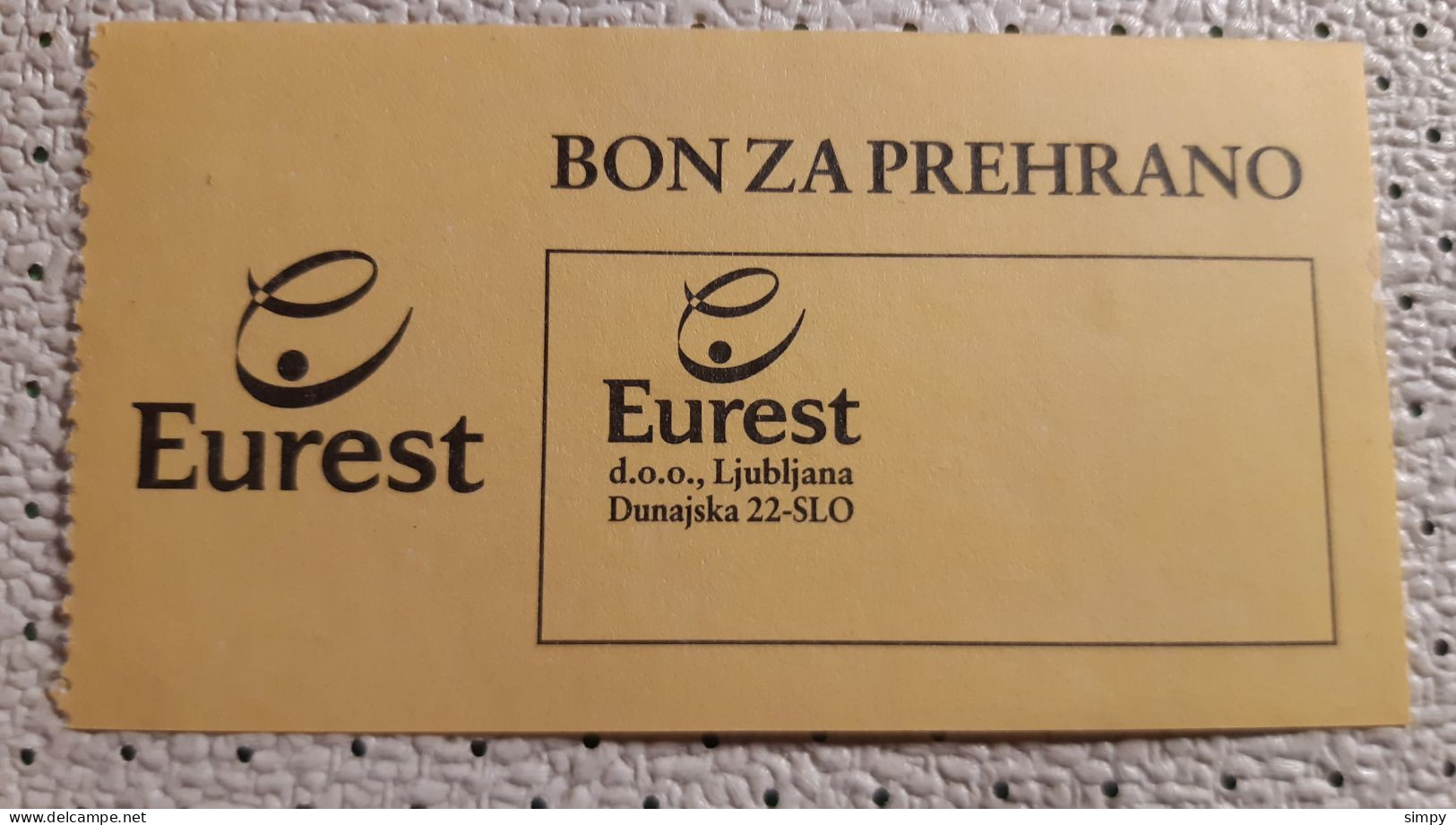 EUREST Ljubljana Food Coupon Bon Voucher Slovenia UNC - Slowenien