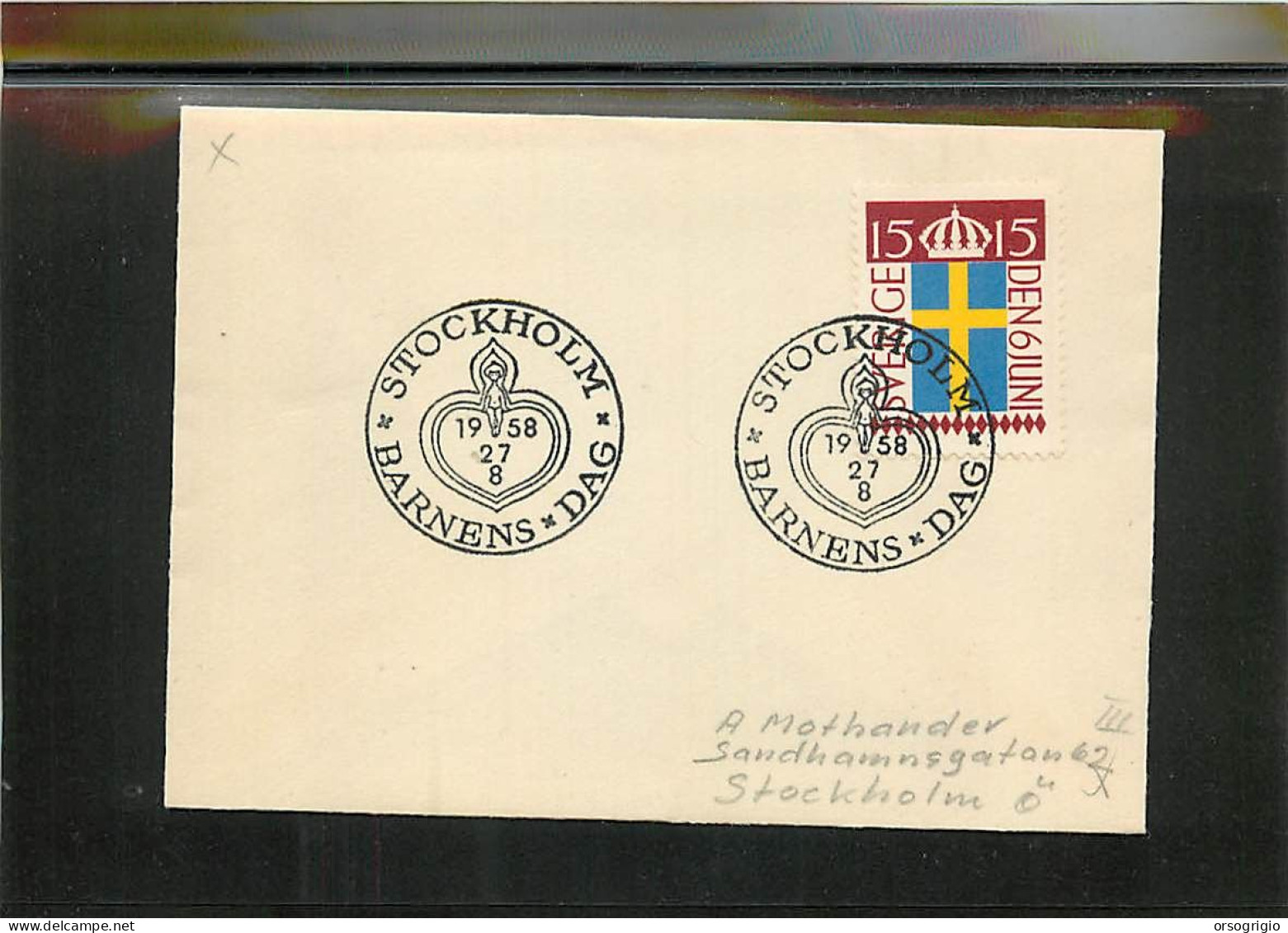 SVEZIA SVERIGE - STOCKHOLM - 1958 - BARNENS DAG - CHILDREN'S DAY - Cartas & Documentos